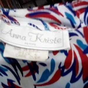 ANNA KRISTE, RED/BLUE PRINT BLOUSE, SS SIZE 6